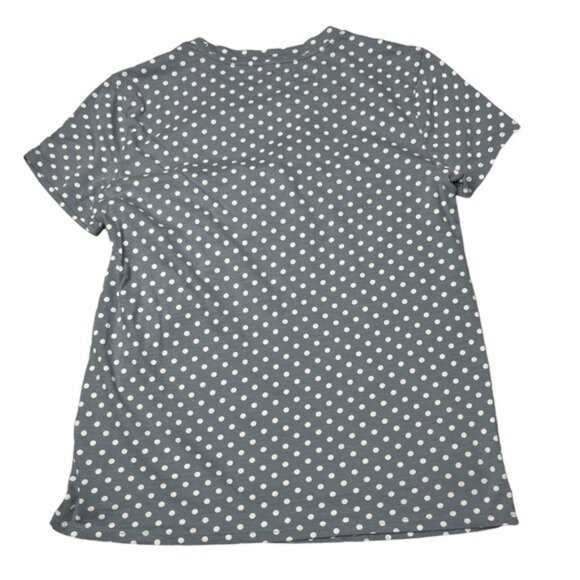 Lucky Brand Polka Dot Top Womens Grey White Short Sleeve Pullover Tee Size S - Picture 8 of 8